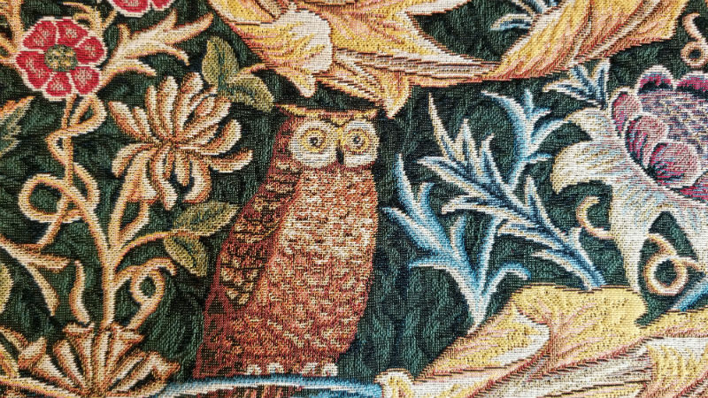 Detail of the Owl and Pigeon tapestry