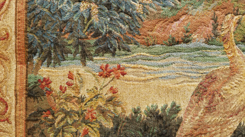 Detail of the Verdure aux Oiseaux tapestry wallhanging