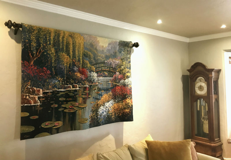 Monet Giverny Pond tapestry hanging